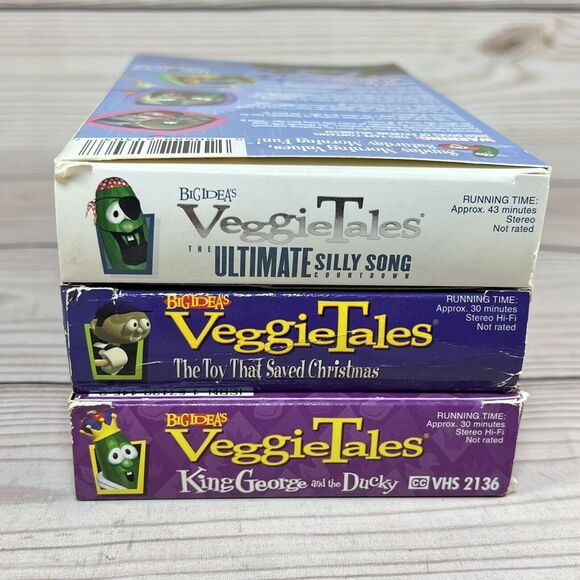 VeggieTales: 3 VHS Lot Toy Saved Christmas King George Ducky Ultimate Silly Song - Picture 2 of 12